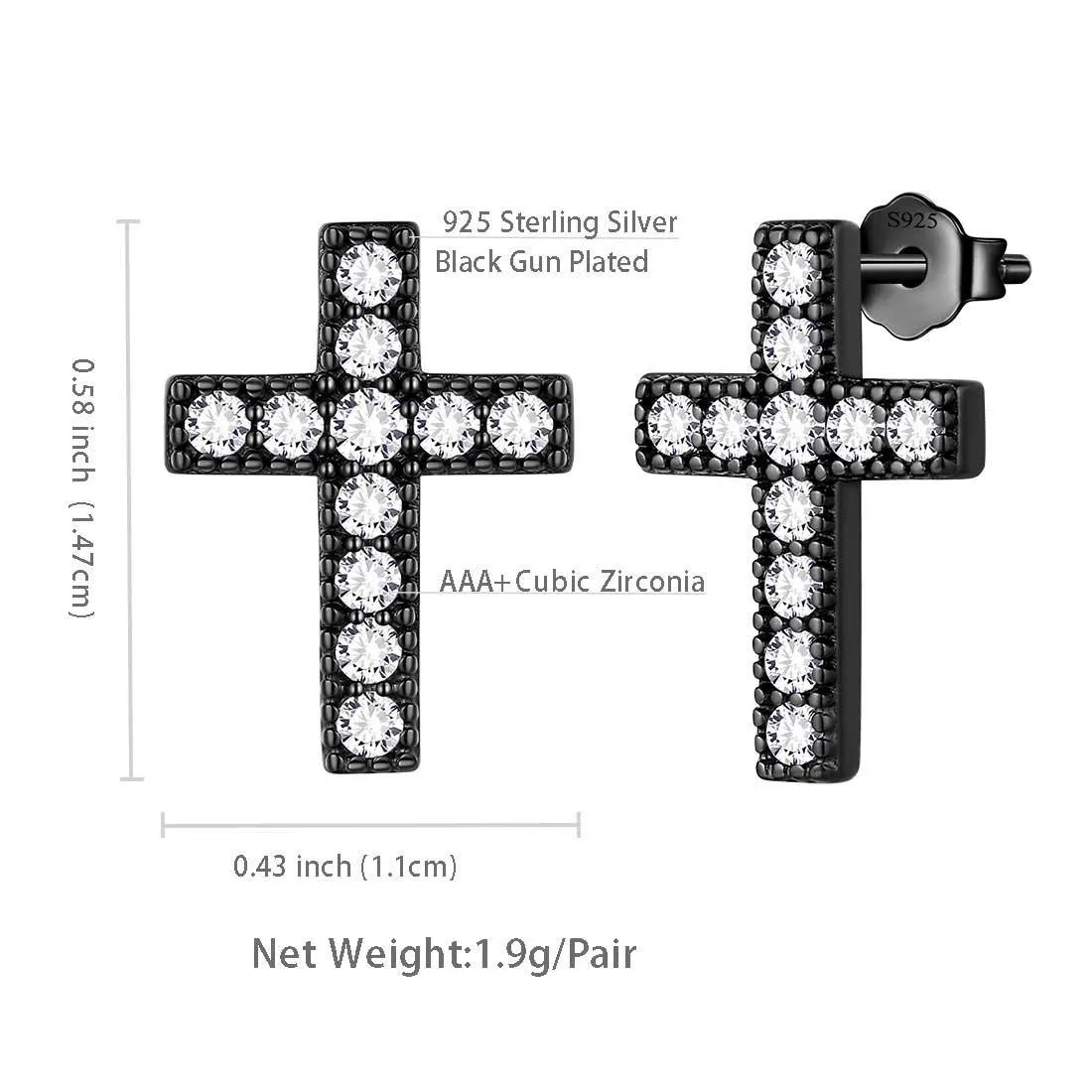 Tokyo Mart Classic Small Cross Stud Earrings Women Mens Jewelry Sterling Silver