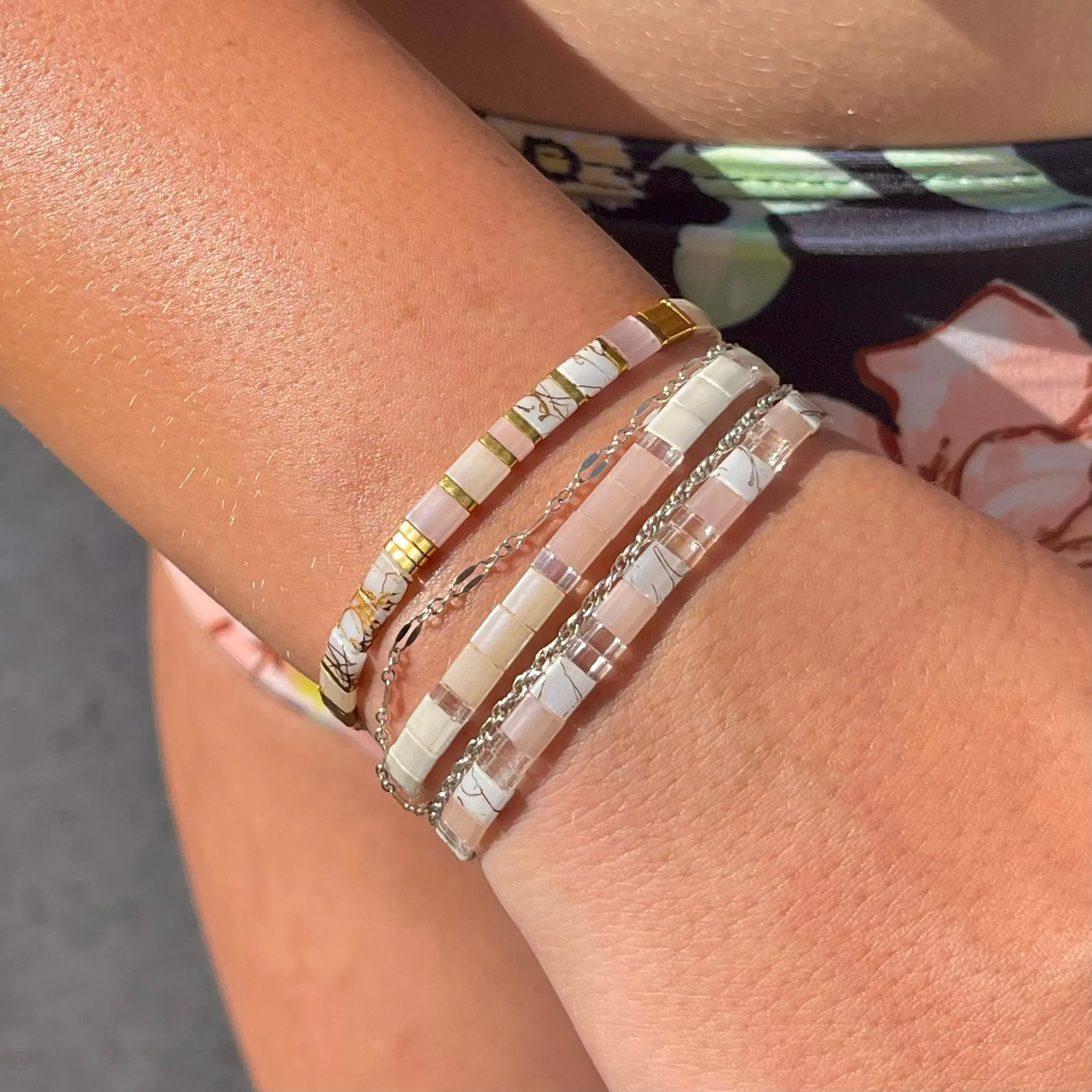 TOTALLY CHIC - Tila Bead Bracelets Stack