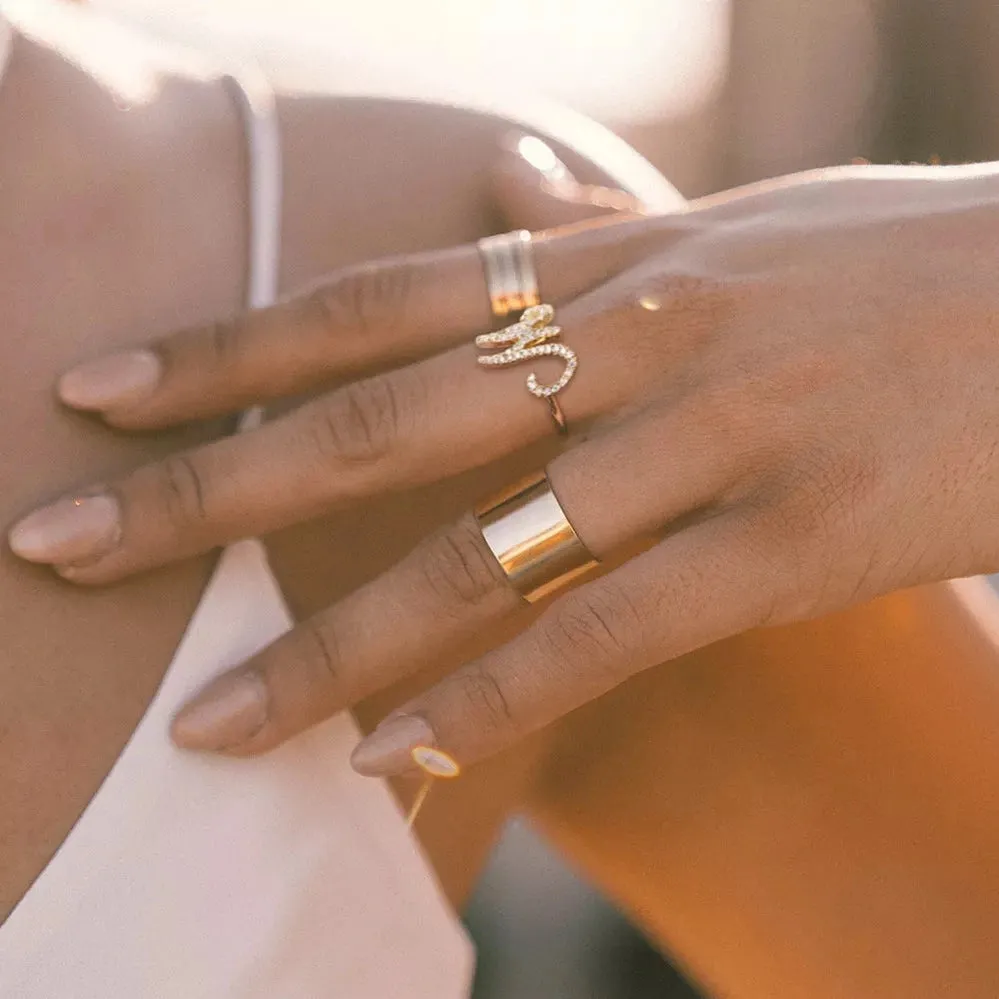 Trendy Gold Initial Ring