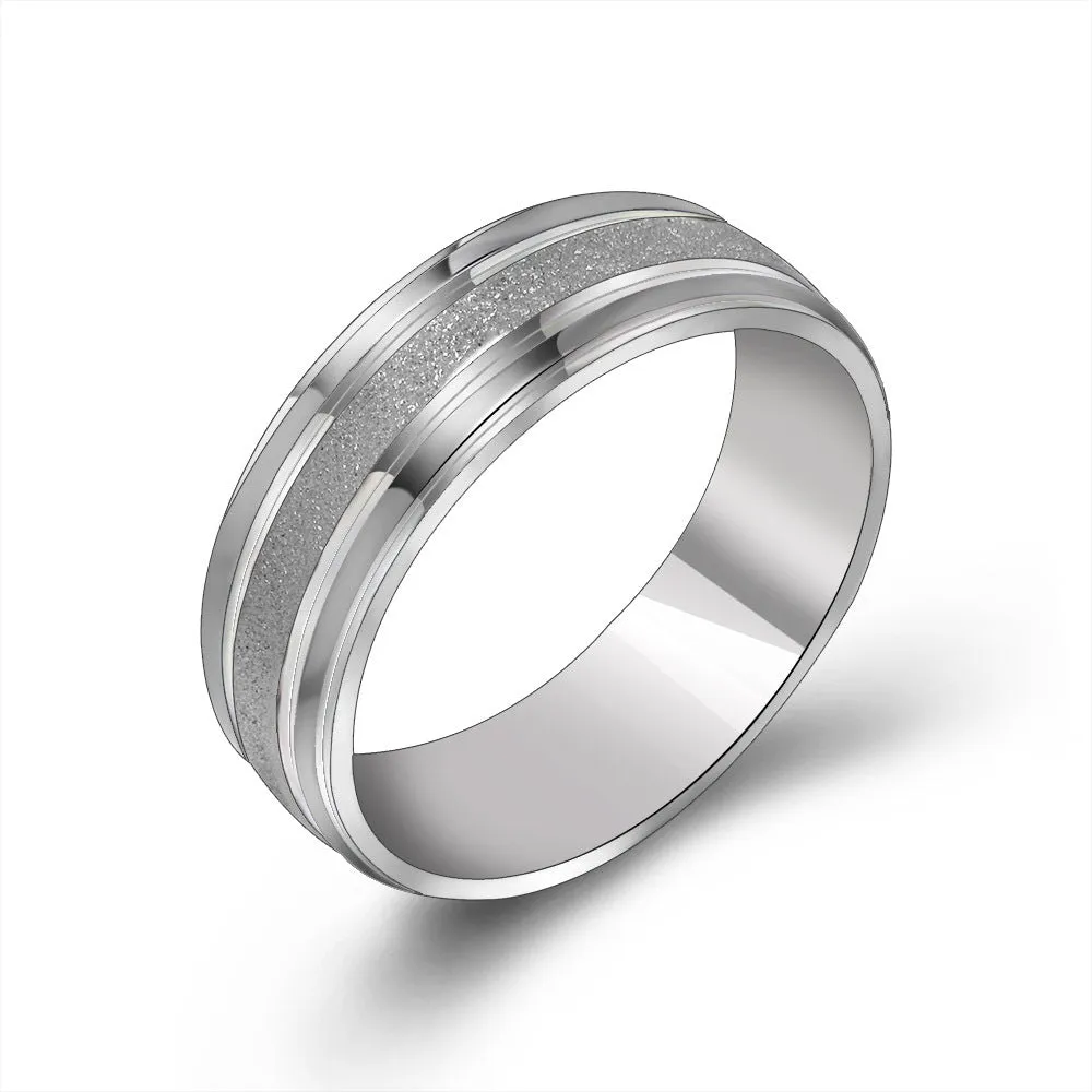 Trendy Japanese-Korean Couple's Titanium Steel Ring - Happy Whisper Design for Men