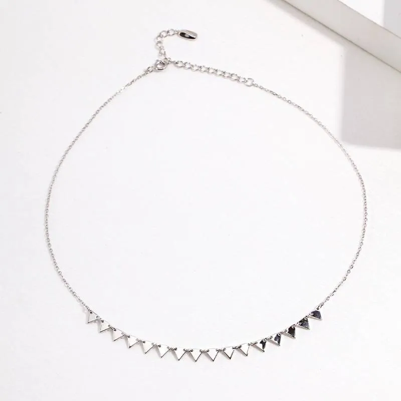 Triangle Charm Silver Choker Necklace