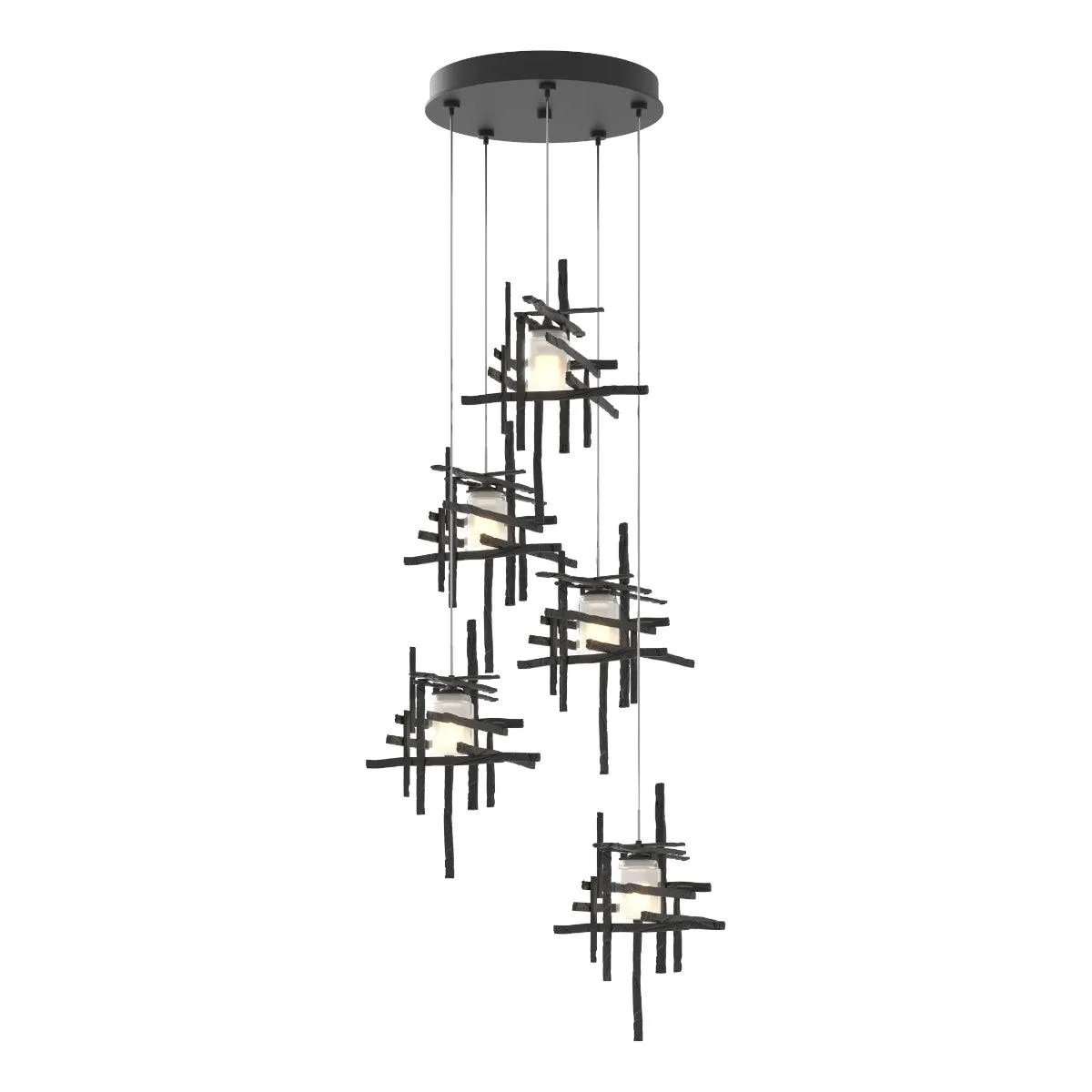 Tura 5 lights Pendant Light with Standard Height Frosted Glass