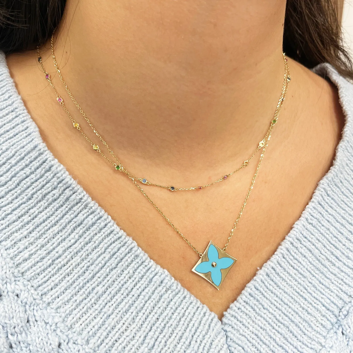 Turquoise Luxe Flower Necklace