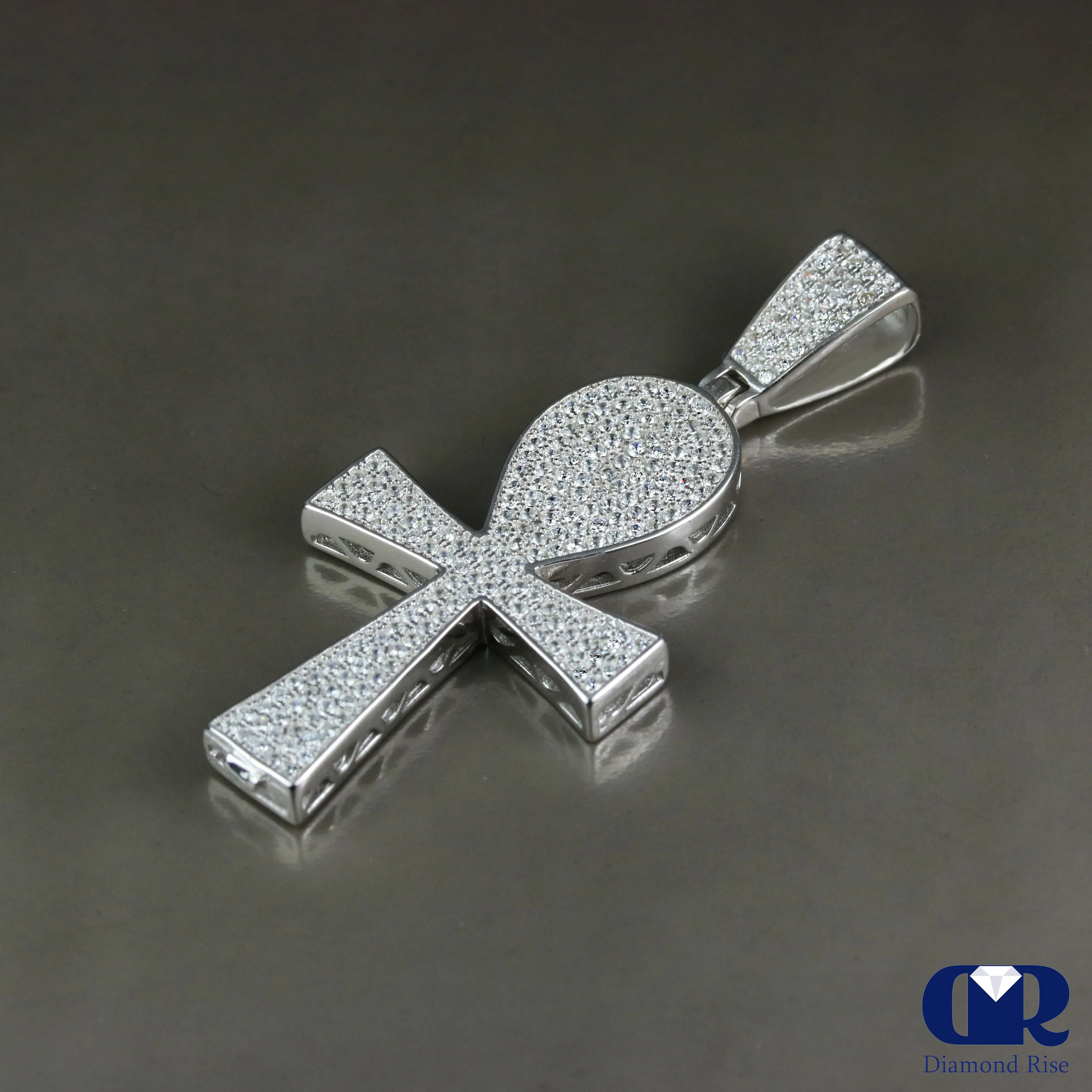 Unique Diamond Cross Pendant In 14K White Gold