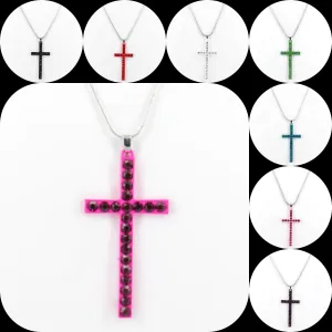 Vibrant Bling Cross Necklace