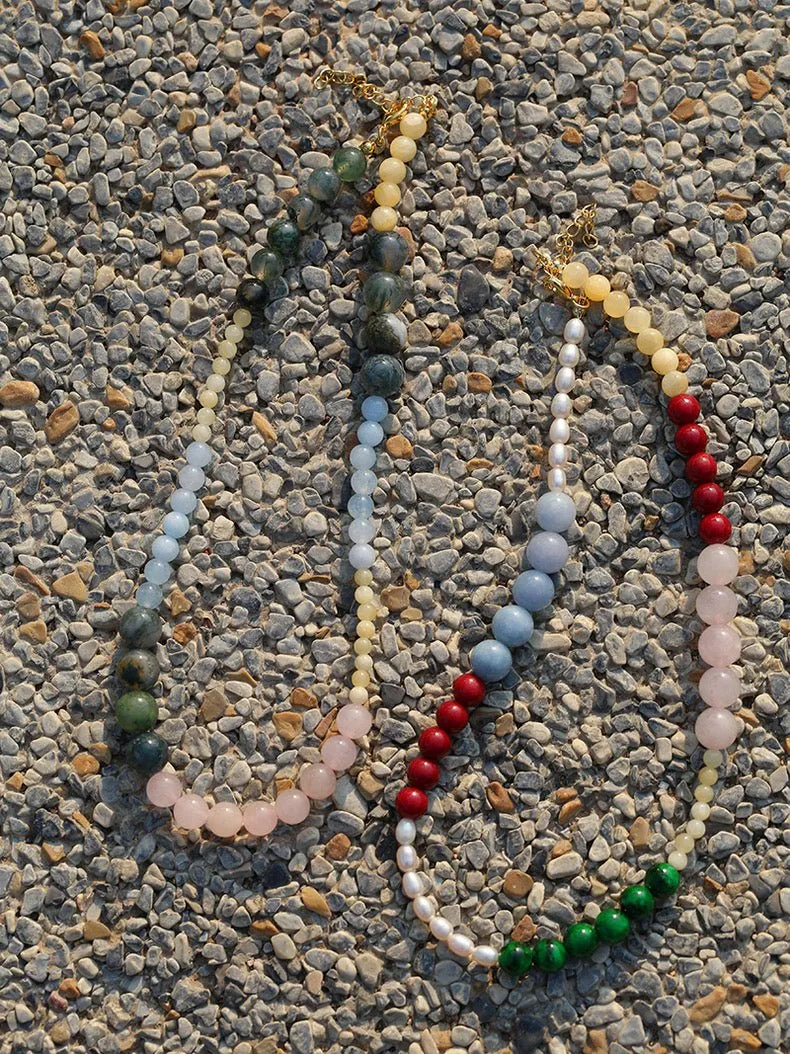 Vibrant Multicolored Gemstone Beaded Necklace-Water Grass Onyx Necklace