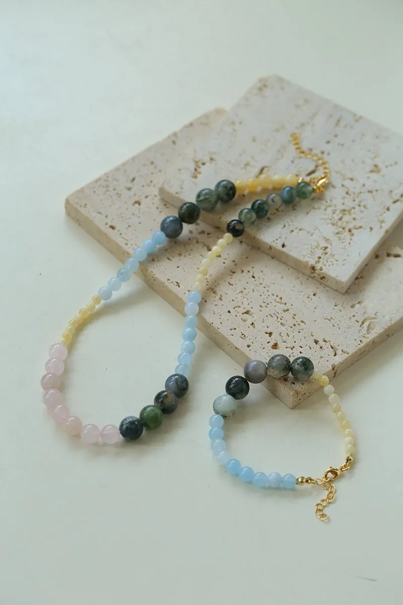 Vibrant Multicolored Gemstone Beaded Necklace-Water Grass Onyx Necklace