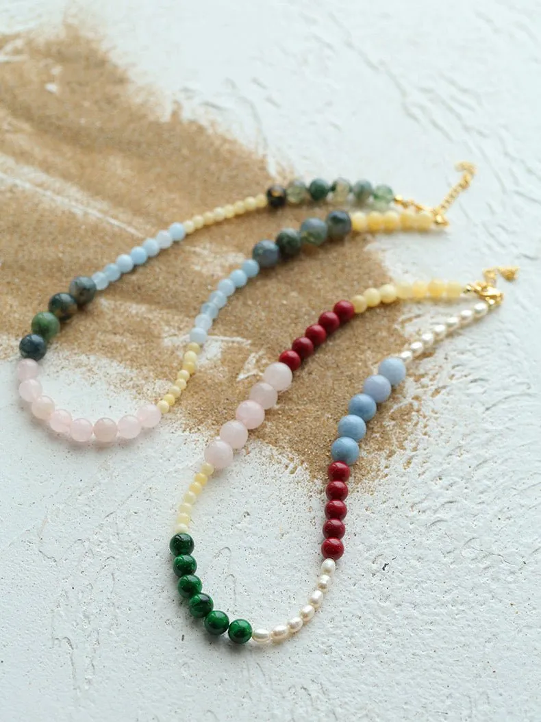 Vibrant Multicolored Gemstone Beaded Necklace-Water Grass Onyx Necklace