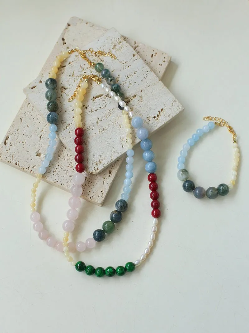 Vibrant Multicolored Gemstone Beaded Necklace-Water Grass Onyx Necklace