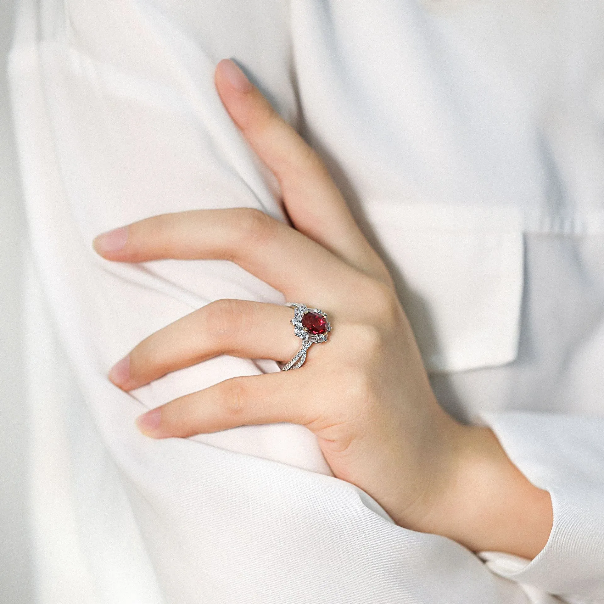 Vintage Oval Ruby Sterling Silver Ring