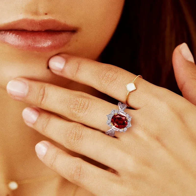 Vintage Oval Ruby Sterling Silver Ring