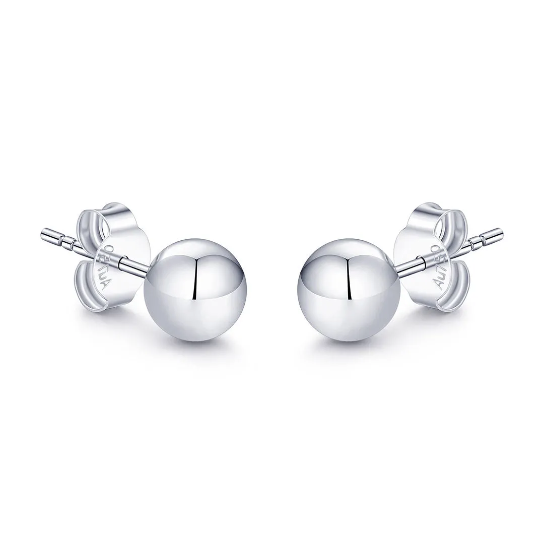 White Gold Ball Stud Earrings