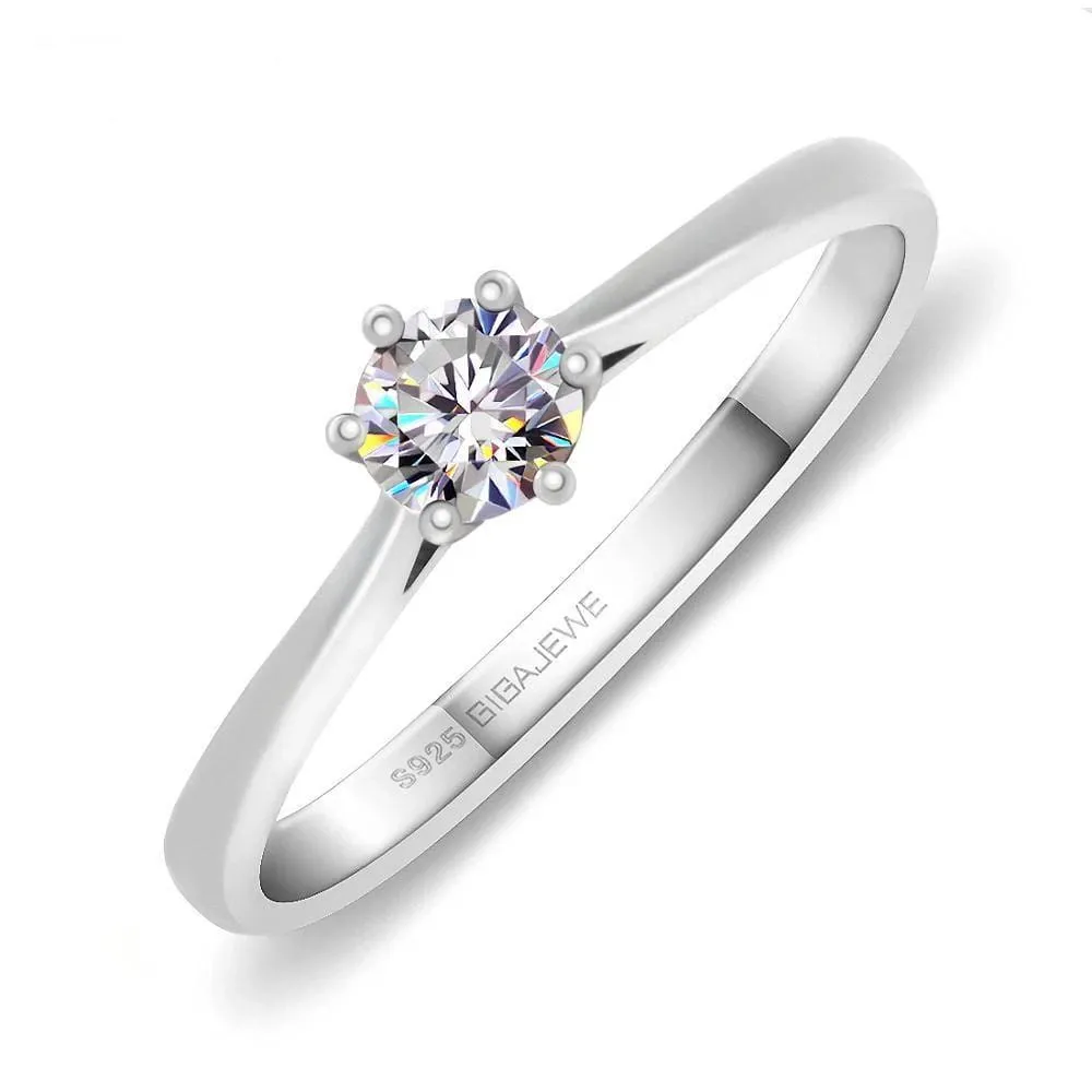 White Gold Plated Silver Moissanite Ring 0.3ct