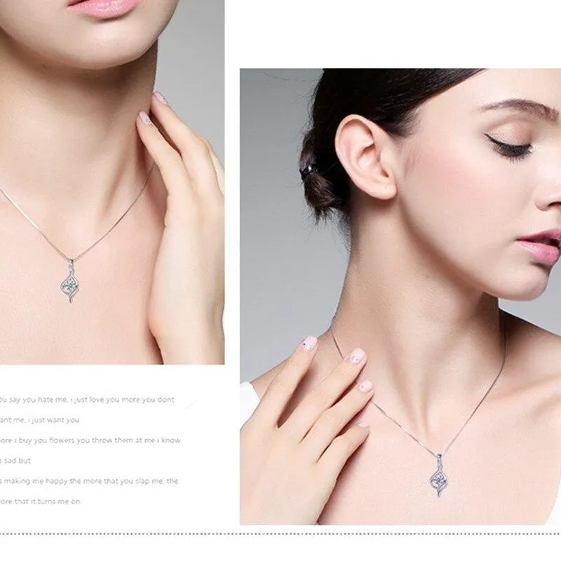 Women Sterling Silver Crystal Pendant Necklaces