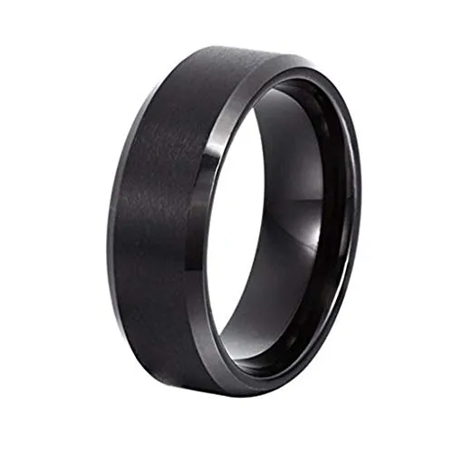 Yellow Chimes Rings for Women Black Ring 316L Stainless Steel Black Band Ring Women and Girls (8)